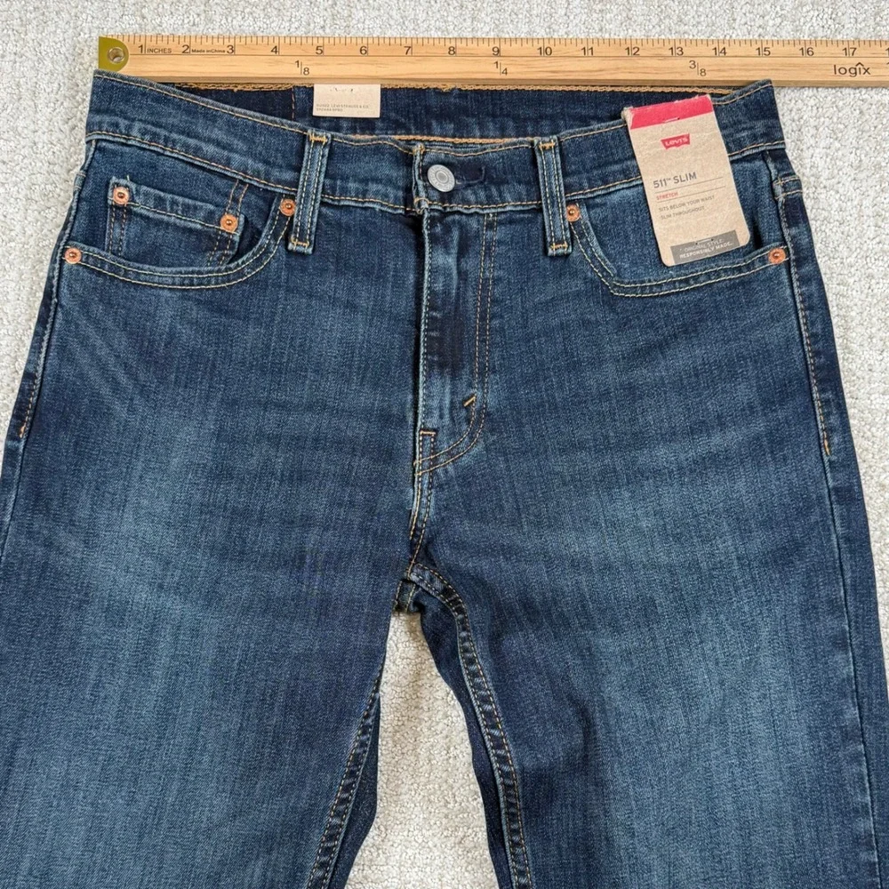 NEW Levi's 511 Mens 30x34 Slim Fit Stretch Dark Denim Blue Jeans